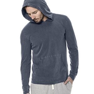 Buck Mason blue hooded long sleeve shirt NWT